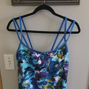 Catalina Blue Floral Double-Strap One-Piece